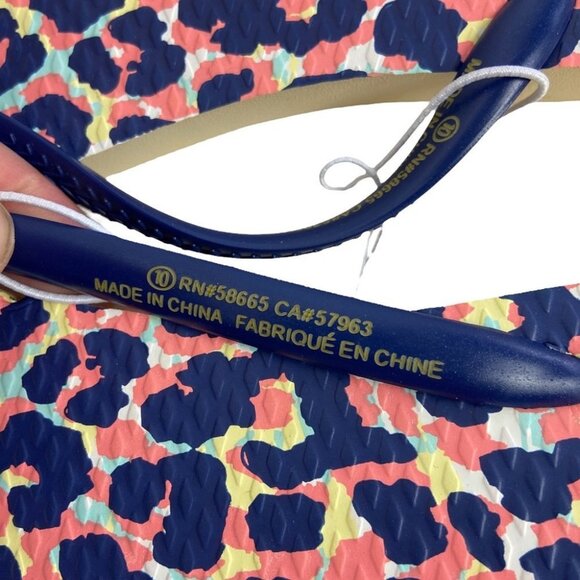 NEW Nordstrom Abound Leyo Flip Flops Leopard Print Pink Size 10 Sandals Blue - Picture 7 of 10